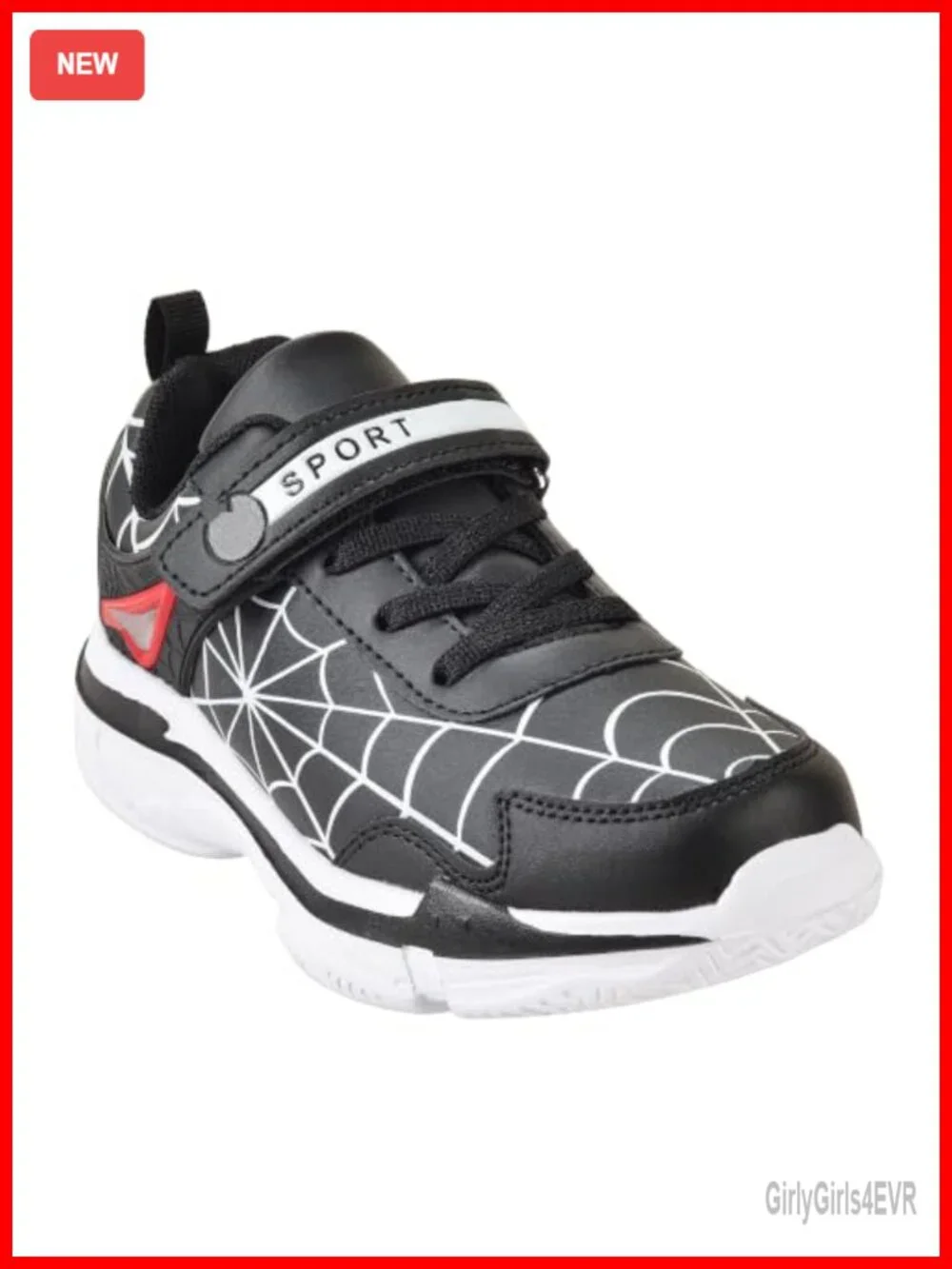 Kids Athletic Sneakers PU Leather Hook & Loop Running Shoes